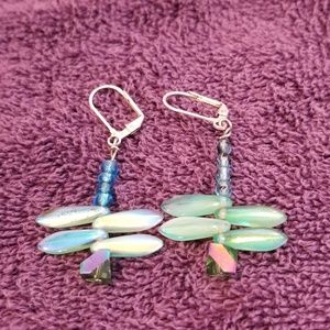 Handmade Beaded Dragonfly Drop Earrings